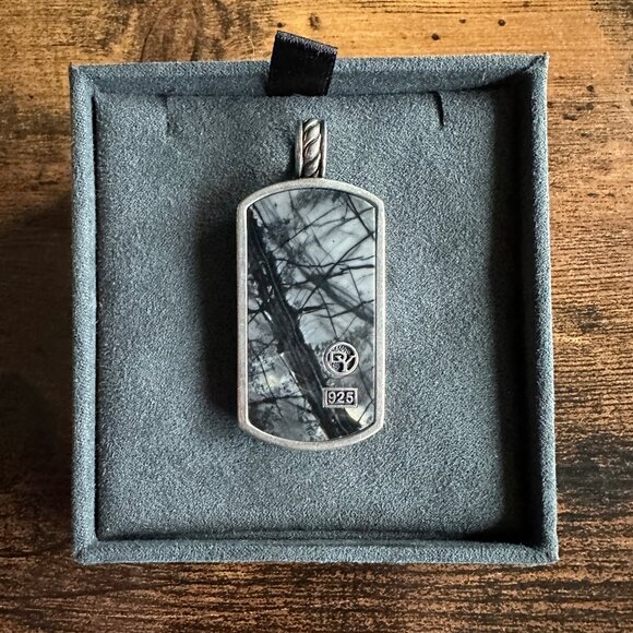 David Yurman XL XLarge Picasso Jasper Dog Tag Pendant - RARE - Picture 3 of 15